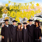 Graduation Party Decorations 2026, Congrats Grad Balloon Banner Set, Gold Black White Graduation Balloons, Class of 2026 Party Decor