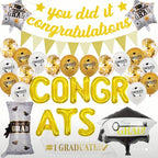 Graduation Party Decorations 2026, Congrats Grad Balloon Banner Set, Gold Black White Graduation Balloons, Class of 2026 Party Decor