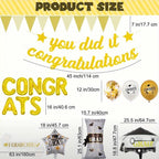 Graduation Party Decorations 2026, Congrats Grad Balloon Banner Set, Gold Black White Graduation Balloons, Class of 2026 Party Decor