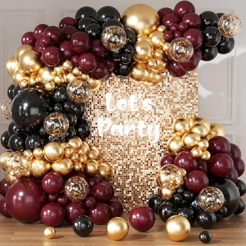 Burgundy Balloon Arch Garland Kit 164pcs Metallic Rose Gold Maroon Gold Balloons in Different Sizes for Bridal, Baby Shower ,Graduation