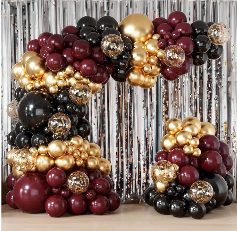 Burgundy Balloon Arch Garland Kit 164pcs Metallic Rose Gold Maroon Gold Balloons in Different Sizes for Bridal, Baby Shower ,Graduation