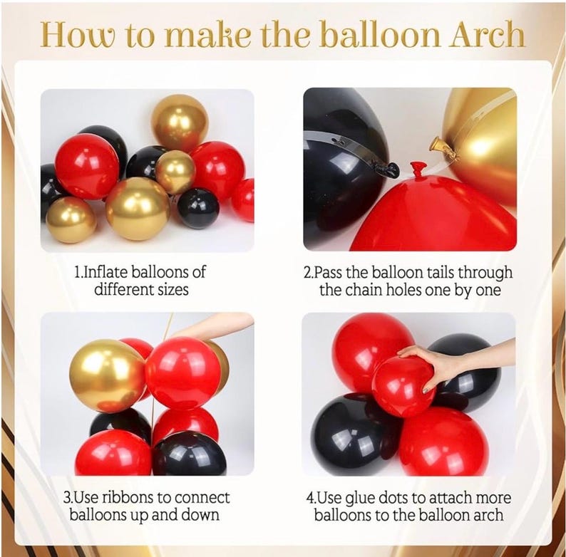 Movie Night Balloon Arch Garland Kit with Red Black and Gold Balloons Movie Foil Balloons for Birthday Movie Night Movie Theater Movie