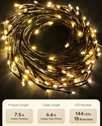 Enchanted Willow Vine Lights with Remote, Christmas Swags Decorations Indoor Room Decor, 18 Branches 144 LEDs Lighted Willow Vine Lights