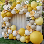 Mustard Yellow Balloon Garland Kit, Double Stuffed Sand White Yellow Pastel Balloon for Birthday, Baby Shower, Gender Reveal, Boho Bee Party
