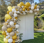 Mustard Yellow Balloon Garland Kit, Double Stuffed Sand White Yellow Pastel Balloon for Birthday, Baby Shower, Gender Reveal, Boho Bee Party