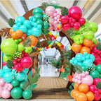 Tropical Balloon Arch Kit 161pcs Hawaiian Theme Rose Gold Confetti Balloon Luau Palm Leaives Flowers For Summer ,Island,Beach,Flamingo Party
