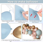 Gender Reveal Balloon Arch Kit, 144PCS Dusty Pink and Blue Balloons Chrome Gold Sand White Balloons for Gender Reveal Boho Birthday Party