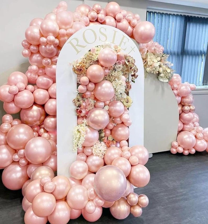 Pearl Pink Balloons Double Stuffed Light Pink Balloons Thick Latex Macaron Baby Pink Different Sizes 18/12/5in Pastel Pink Balloon Arch Kit