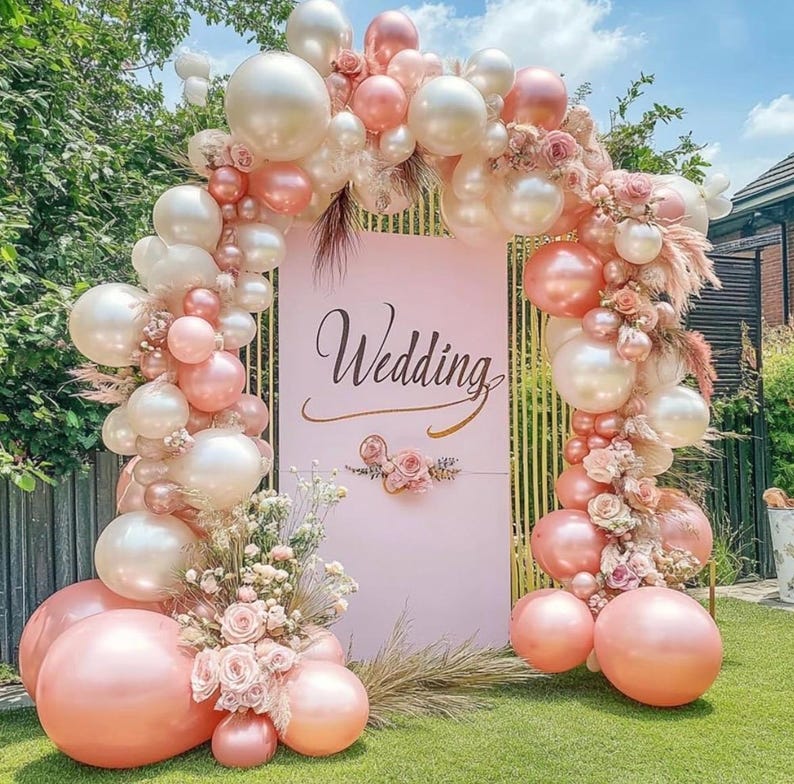Pearl Pink Balloons Double Stuffed Light Pink Balloons Thick Latex Macaron Baby Pink Different Sizes 18/12/5in Pastel Pink Balloon Arch Kit