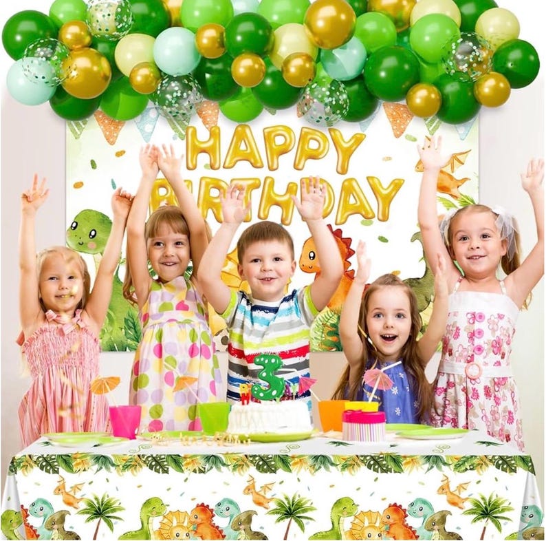 Dinosaur Birthday Decorations,Dinosaur Birthday Party Supplies - Balloons Arch Garland Kit,Happy Birthday Dinosaur Backdrop,Dinosaur