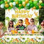 Dinosaur Birthday Decorations,Dinosaur Birthday Party Supplies - Balloons Arch Garland Kit,Happy Birthday Dinosaur Backdrop,Dinosaur