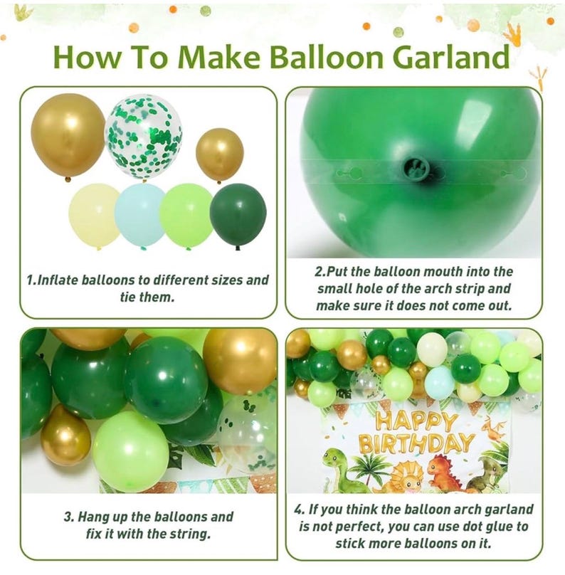 Dinosaur Birthday Decorations,Dinosaur Birthday Party Supplies - Balloons Arch Garland Kit,Happy Birthday Dinosaur Backdrop,Dinosaur