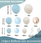 Dusty Baby Blue Balloons Balloon Arch Garland Kit,Sand White Metallic Gold Dusty Slate Fog Baby Blue Balloons for Boy Baby Shower Bridal