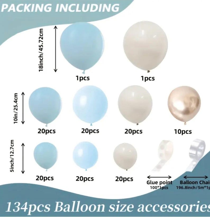 Dusty Baby Blue Balloons Balloon Arch Garland Kit,Sand White Metallic Gold Dusty Slate Fog Baby Blue Balloons for Boy Baby Shower Bridal