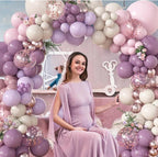 173Pcs Dusty Purple Balloon Arch Garland Kit, Double-stuffed Pink White Sand Lavender Lilac Light Purple Rose Gold Confetti Balloons