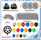 Truck Birthday Party Supplies Truck Theme Party Decorations, 99 Pcs(Backdrop Tablecloth Banner Triangle Bunting Cake Toppers Foil Balloons