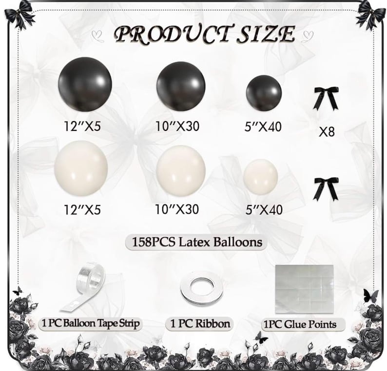 Black and White Balloon Arch Kit 158 Pcs Coquette Birthday Decorations Include Black White Balloon and Black Bow for Wedding Birthday