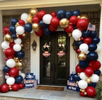 Red White Blue Balloon Arch - Double Stuffed Navy Blue Dark Ruby Red Balloon Garland Kit with Latex Gold Color for Baby Shower Birthday