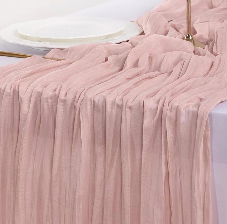 Blush Pink Valentines Table Runner Cheese Cloth Rustic Gauze Cheesecloth Table Runner 120 Inch 10 FT for Wedding Baby Shower Bridal Shower