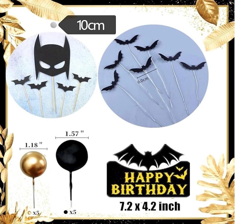 Superhero Bat Birthday Cake Topper Happy Birthday Cake Decorations for Hero Themed birthday Party Supplies Bat Birthday Decor