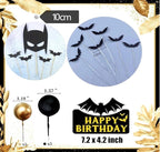 Superhero Bat Birthday Cake Topper Happy Birthday Cake Decorations for Hero Themed birthday Party Supplies Bat Birthday Decor