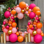 Hot Pink Orange Balloon Garland Matte Orange Pink Gold Metallic Balloons Light Pink Gold Balloon Arch Kit forTropical Luau Wildflower Party