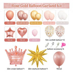 154Pcs Rose Gold Balloons Arch Garland Kit for Bachelorette, Birthday, Wedding, Bridal, Baby Shower, Valentines Day Party Decorations