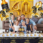 40th Birthday Decorations for Men, 40th Birthday Party Decorations for Him with Gold 40 Number Balloons,Cheers to 40 Years Banner for Men