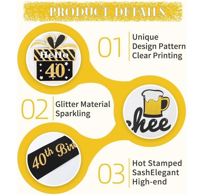 40th Birthday Decorations for Men, 40th Birthday Party Decorations for Him with Gold 40 Number Balloons,Cheers to 40 Years Banner for Men