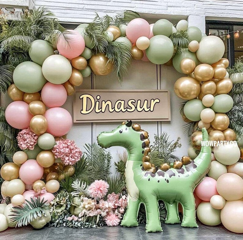 Dusty Green Pink Balloon Arch Garland Double Stuffed Pastel Baby Pink Light Green White Sand Latex Balloon Kit with Gold Color