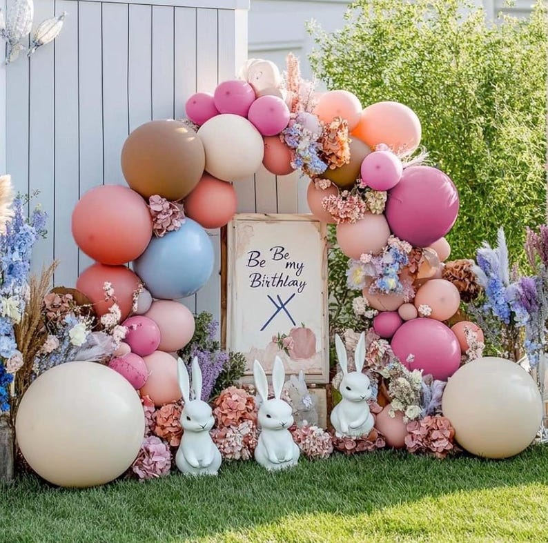 Dusty Pink Balloon Garland Boho Balloons Pastel Balloon Arch Kit Latex Thick 18/12/5in Blue Brown White Sand Balloon Set