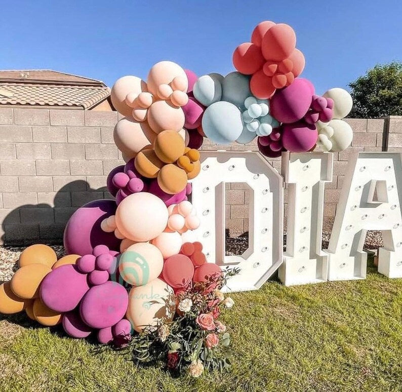 Dusty Pink Balloon Garland Boho Balloons Pastel Balloon Arch Kit Latex Thick 18/12/5in Blue Brown White Sand Balloon Set