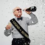 The Legend Has Retired Sash – Elegant Black and Gold Foil Legendary Sash for Both Women and Men & Gold Pin. Perfect for Retirement Parties