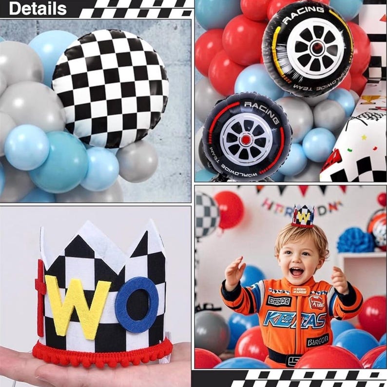 Two Fast Birthday Decorations Race Car Party Supplies for 2 Year Old Boy Racing Balloon Garland Arch Kit Backdrop 2nd Two Fast Birthday