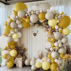 Mustard Yellow Balloon Garland Kit, Double Stuffed Sand White Yellow Pastel Balloon for Birthday, Baby Shower, Gender Reveal, Boho Bee Party