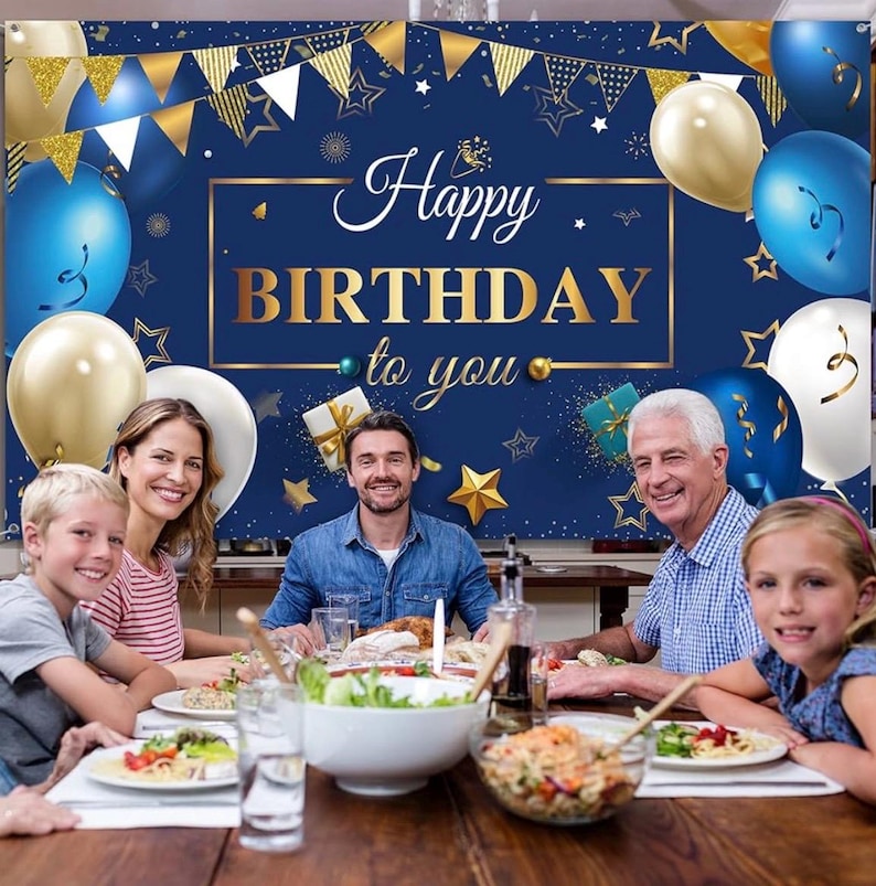 Navy Blue Birthday Confetti Balloons Kit Set 50 Pieces Photography Backdrop Banner Package for Boys Girls Men Women Birthday Party Decor
