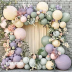 Dusty Green Purple Pink Balloon Garland Double Stuffed Lavender Light Mist Green Ivory Pastel Balloon Arch Kit with Lilac Blush Color