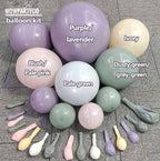 Dusty Green Purple Pink Balloon Garland Double Stuffed Lavender Light Mist Green Ivory Pastel Balloon Arch Kit with Lilac Blush Color