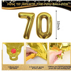 70th Birthday Decorations Men Women, Black and Gold 70th Birthday Balloons Set Party Decorations with Happy 70th Birthday Decorations Banner