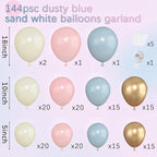 Gender Reveal Balloon Arch Kit, 144PCS Dusty Pink and Blue Balloons Chrome Gold Sand White Balloons for Gender Reveal Boho Birthday Party