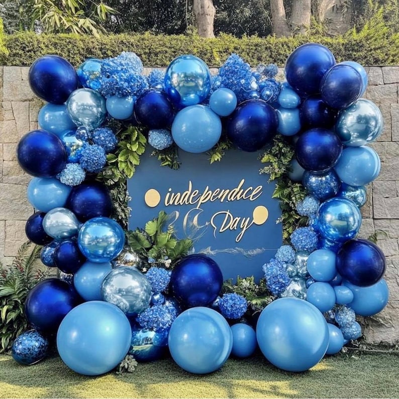 Navy Blue Balloon Garland Arch Kit Double Stuffed Royal Blue Balloons Different Sizes for Birthday Baby Shower Graduation Bridal Prom Party