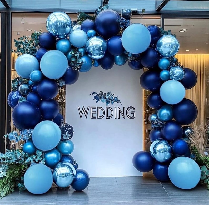 Navy Blue Balloon Garland Arch Kit Double Stuffed Royal Blue Balloons Different Sizes for Birthday Baby Shower Graduation Bridal Prom Party