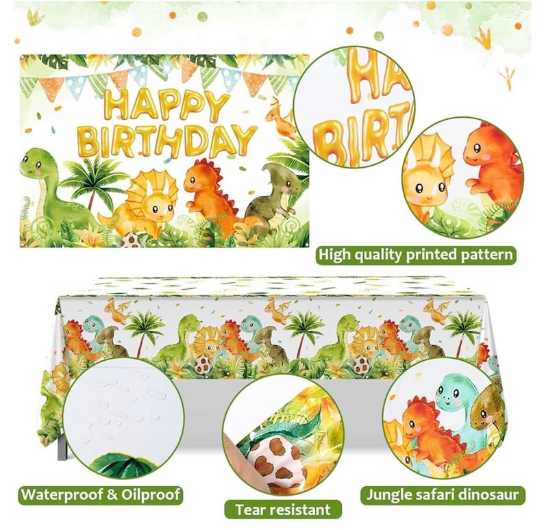Dinosaur Birthday Decorations,Dinosaur Birthday Party Supplies - Balloons Arch Garland Kit,Happy Birthday Dinosaur Backdrop,Dinosaur