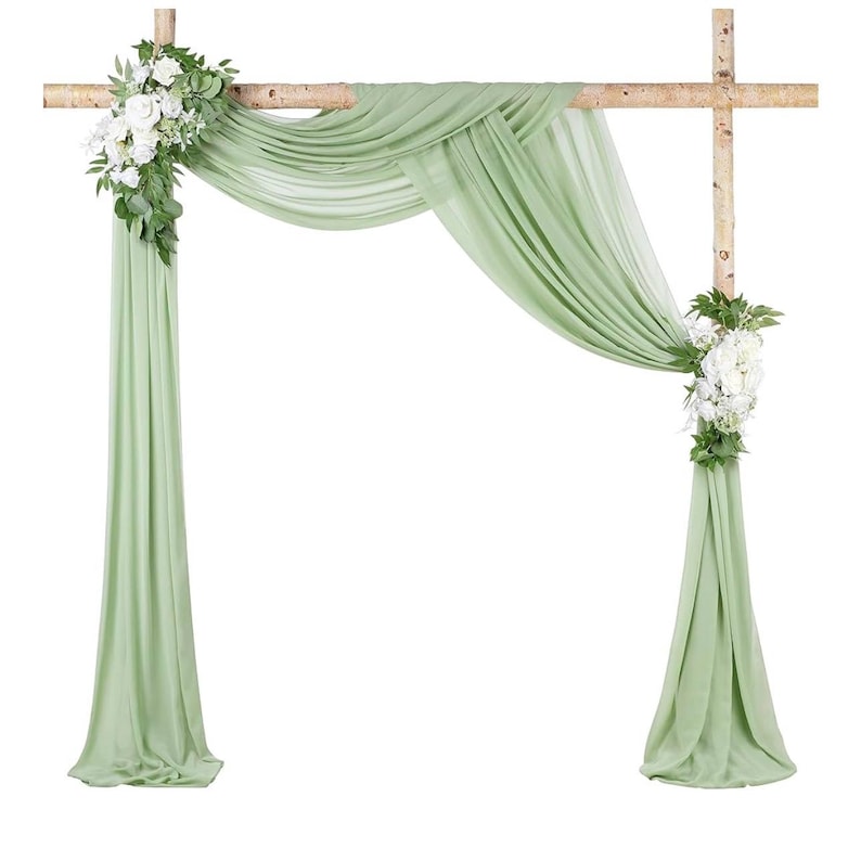 Wedding Arch Drape Sage Green Wedding Decor 3 Panels 6 Yards Chiffon Fabric Backdrop Curtain for Ceremony Party Ceiling