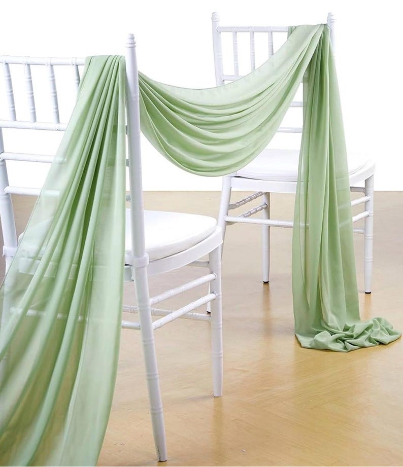 Wedding Arch Drape Sage Green Wedding Decor 3 Panels 6 Yards Chiffon Fabric Backdrop Curtain for Ceremony Party Ceiling
