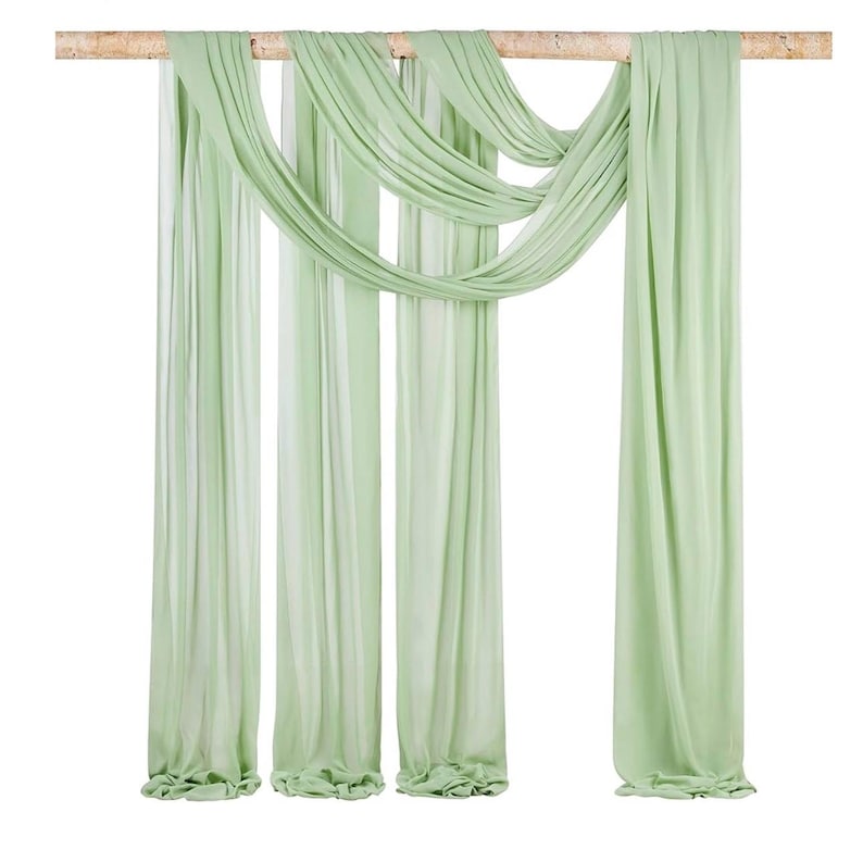 Wedding Arch Drape Sage Green Wedding Decor 3 Panels 6 Yards Chiffon Fabric Backdrop Curtain for Ceremony Party Ceiling