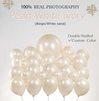 Pearl Balloon Arch Pearl White Sand Double Stuffed Balloons Arch With Pearl Stickers 5/10/12/18 Inch Bridal Shower Balloon Arch Pearl Ivory