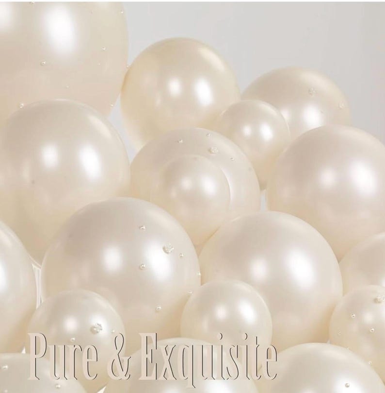 Pearl Balloon Arch Pearl White Sand Double Stuffed Balloons Arch With Pearl Stickers 5/10/12/18 Inch Bridal Shower Balloon Arch Pearl Ivory