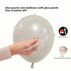 Pearl Balloon Arch Pearl White Sand Double Stuffed Balloons Arch With Pearl Stickers for Bridal Shower Balloon Arch Pearl Ivory for Wedding