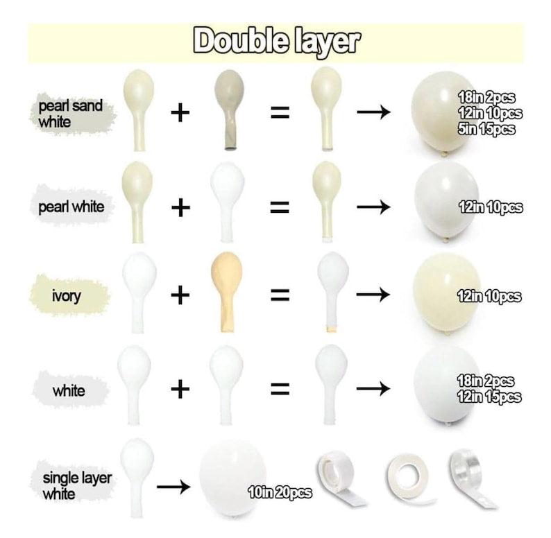 Pearl Balloon Garland Double Stuffed Pearl White Balloons Cream White Balloon Arch Kit Ivory Pearl Sand White Balloons for Wedding Bridal